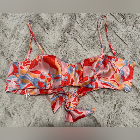 Cotton Candy LA Multicolor Abstract Bandeau Bow Tie Top - Picture 2 of 10